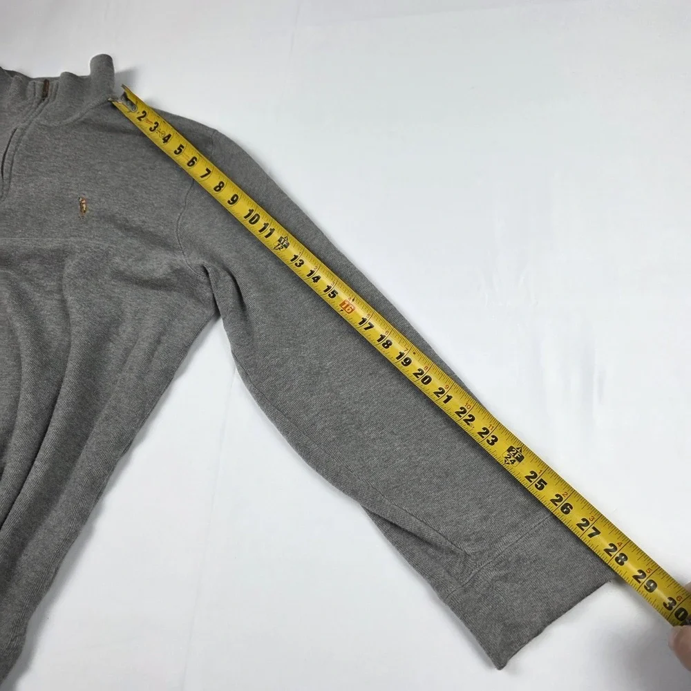 Polo Ralph Lauren Sweater Mens Large Gray Estate Rib Quarter Zip Mock Neck